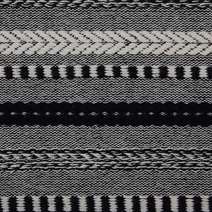 DII Farmhouse Braided Stripe Table Runner Collection, 15x72 (15x77, Fringe Included), Black