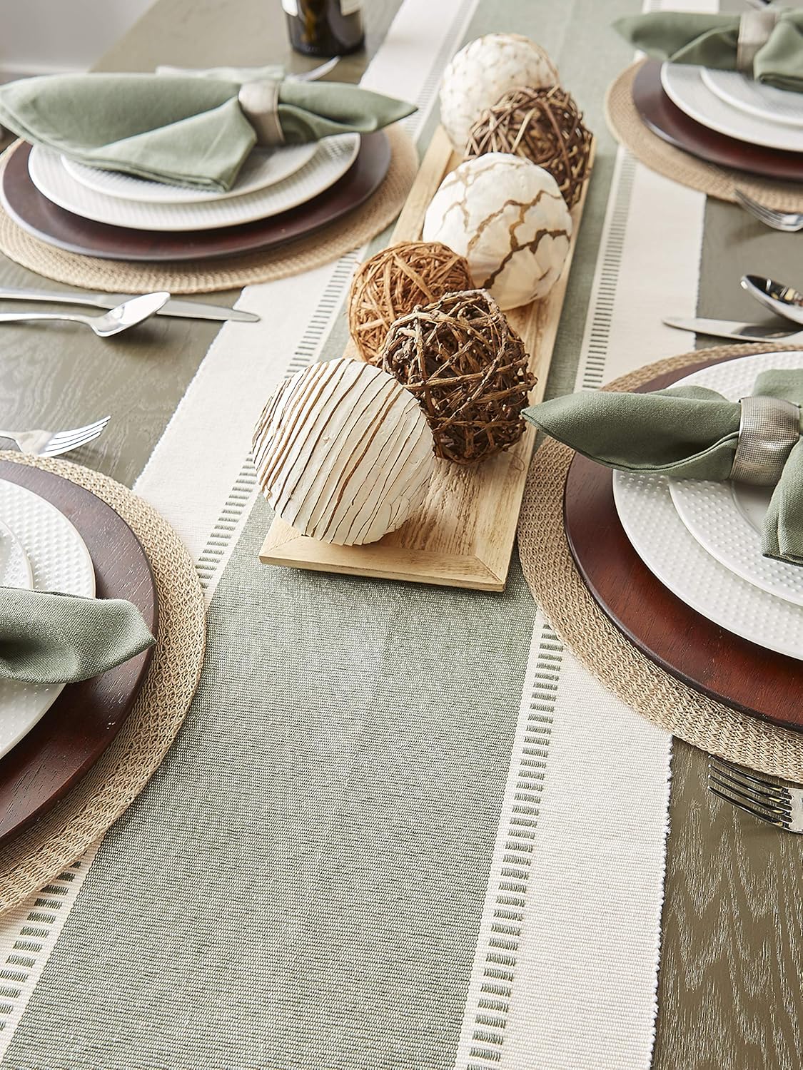 DII Dobby Stripe Woven Table Runner, 13x72-inch, French Blue