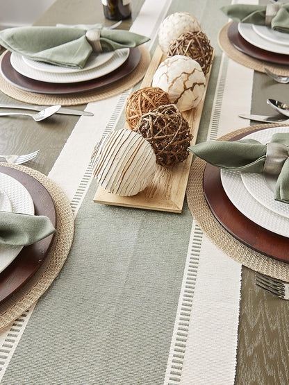 DII Dobby Stripe Woven Table Runner, 13x72-inch, French Blue