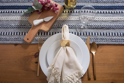 DII Farmhouse Braided Stripe Table Runner Collection, 15x72 (15x77, Fringe Included), Black
