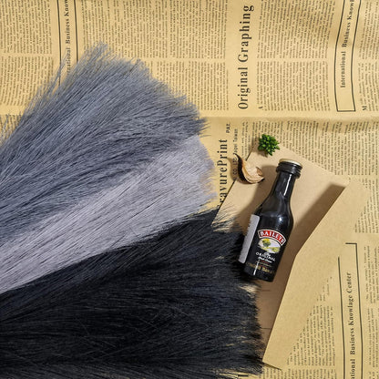 SeptCat 9 Pcs 45" Faux Dried Pampas Grass Tall Decor, Fluffy Fake Long Pompas Artificial Black Grey Gray Pompous Stems Bouquet Flower Arrangement Vase Filler for Boho Home Wedding Decoration