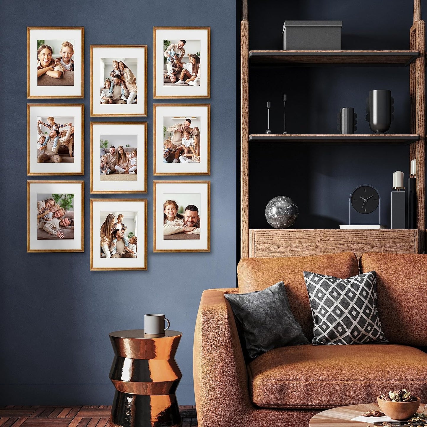 Sheffield Home 9 Piece Gallery Wall Frame Set, 11x14 in. matted to 8x10 in. (Matte Black)