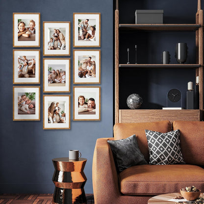 Sheffield Home 9 Piece Gallery Wall Frame Set, 11x14 in. matted to 8x10 in. (Matte Black)
