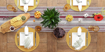 DII Farmhouse Braided Stripe Table Runner Collection, 15x72 (15x77, Fringe Included), Black