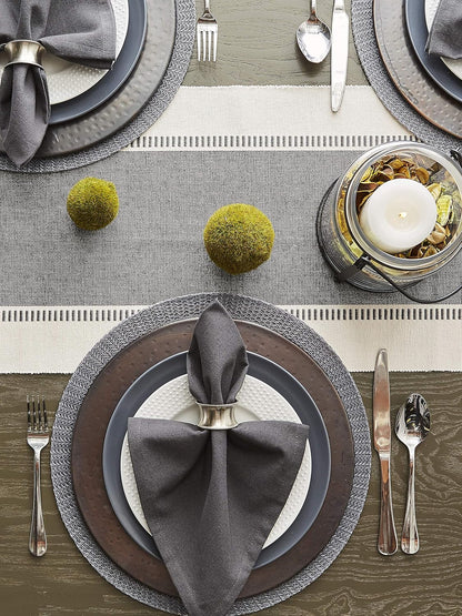 DII Dobby Stripe Woven Table Runner, 13x72-inch, French Blue