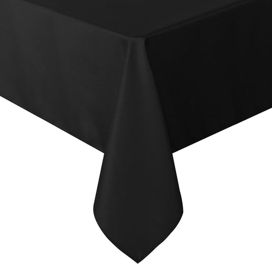 Rectangle Tablecloth, 60 x 84 Inch, Black | Stain and Wrinkle Resistant, Washable Polyester Cloth, Decorative Fabric Cover, For Dining Tables, Buffet Parties and Camping - Colors A