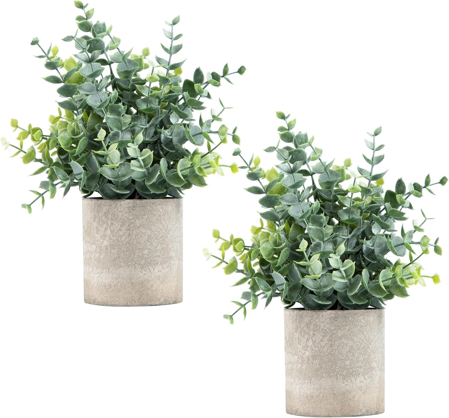 2 Pack Small Fake Plants Eucalyptus Potted,Sage Green | Small Space Artificial Plants for Bathroom Shelf Office Desk Home Farmhouse Room Coffee Table Tray Decor