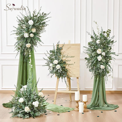 Artificial Greenery Stems, Faux Eucalyptus Stems Bulk with Fake Leaves, Mixed Greenery for Centerpieces and Vase, Artificial Eucalyptus Plants for DIY Flower Wedding Home Decor