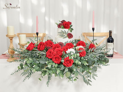 Artificial Greenery Stems, Faux Eucalyptus Stems Bulk with Fake Leaves, Mixed Greenery for Centerpieces and Vase, Artificial Eucalyptus Plants for DIY Flower Wedding Home Decor