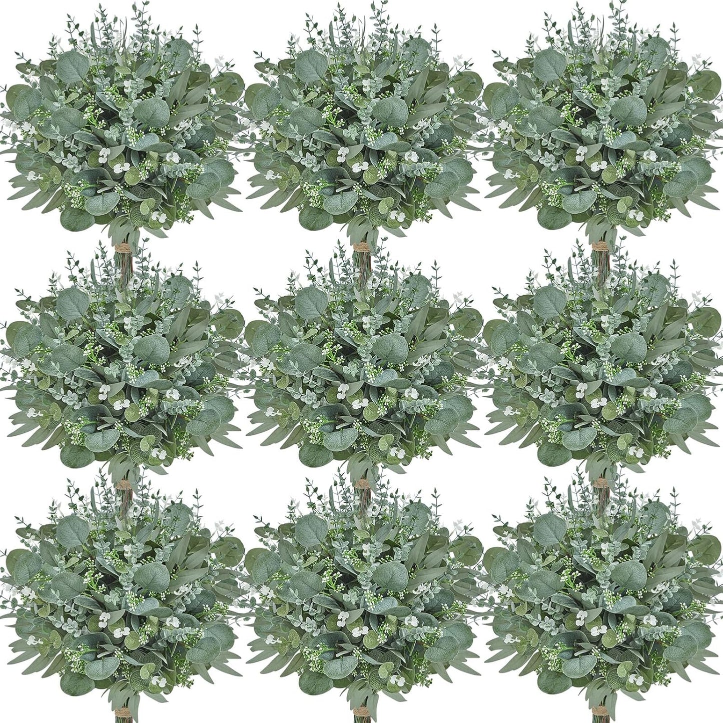 Artificial Greenery Stems, Faux Eucalyptus Stems Bulk with Fake Leaves, Mixed Greenery for Centerpieces and Vase, Artificial Eucalyptus Plants for DIY Flower Wedding Home Decor