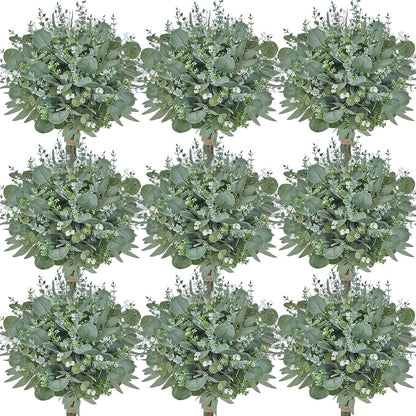 Artificial Greenery Stems, Faux Eucalyptus Stems Bulk with Fake Leaves, Mixed Greenery for Centerpieces and Vase, Artificial Eucalyptus Plants for DIY Flower Wedding Home Decor