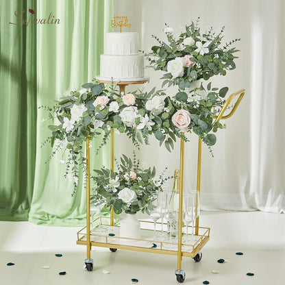 Artificial Greenery Stems, Faux Eucalyptus Stems Bulk with Fake Leaves, Mixed Greenery for Centerpieces and Vase, Artificial Eucalyptus Plants for DIY Flower Wedding Home Decor
