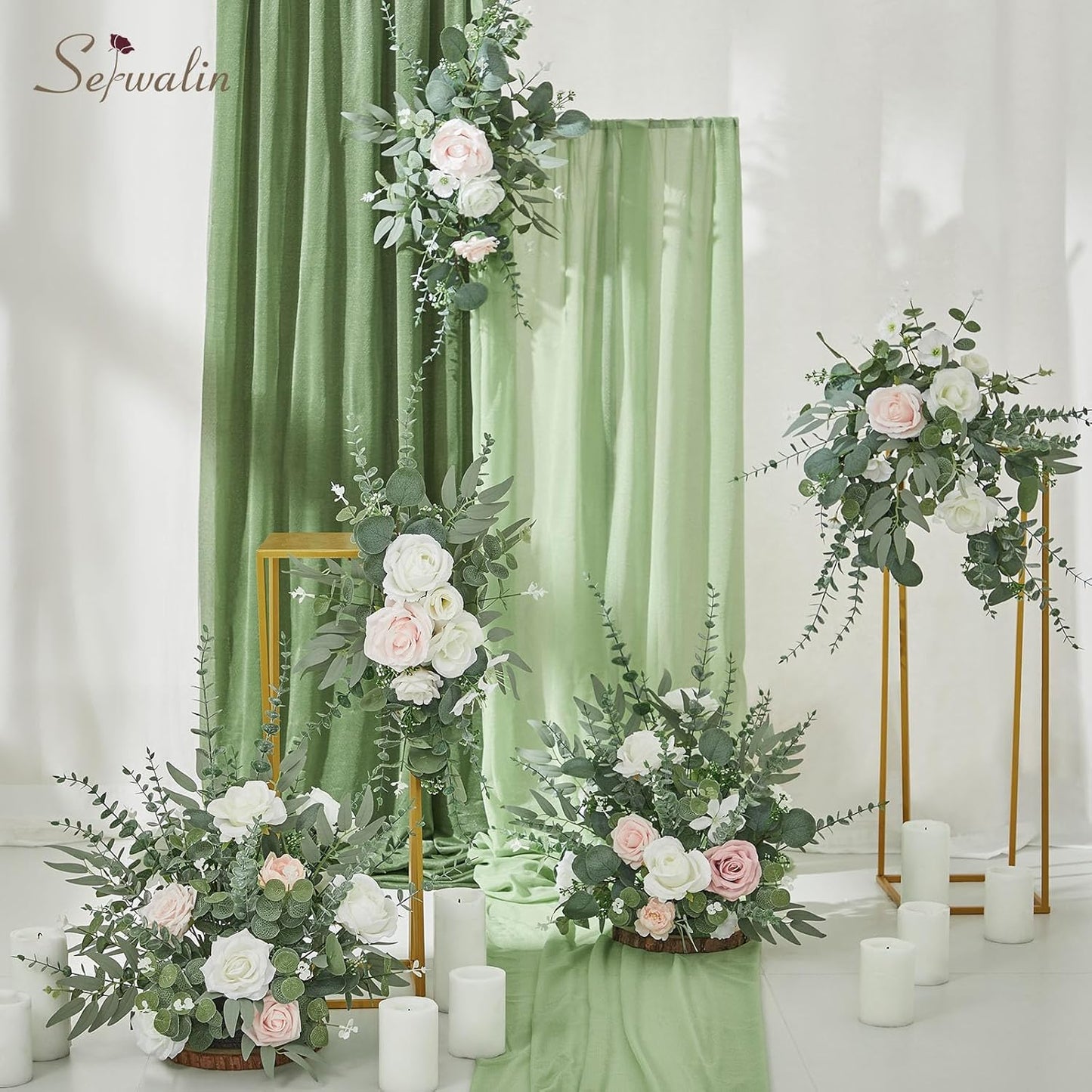 Artificial Greenery Stems, Faux Eucalyptus Stems Bulk with Fake Leaves, Mixed Greenery for Centerpieces and Vase, Artificial Eucalyptus Plants for DIY Flower Wedding Home Decor