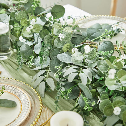Artificial Greenery Stems, Faux Eucalyptus Stems Bulk with Fake Leaves, Mixed Greenery for Centerpieces and Vase, Artificial Eucalyptus Plants for DIY Flower Wedding Home Decor