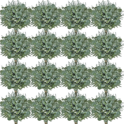 Artificial Greenery Stems, Faux Eucalyptus Stems Bulk with Fake Leaves, Mixed Greenery for Centerpieces and Vase, Artificial Eucalyptus Plants for DIY Flower Wedding Home Decor