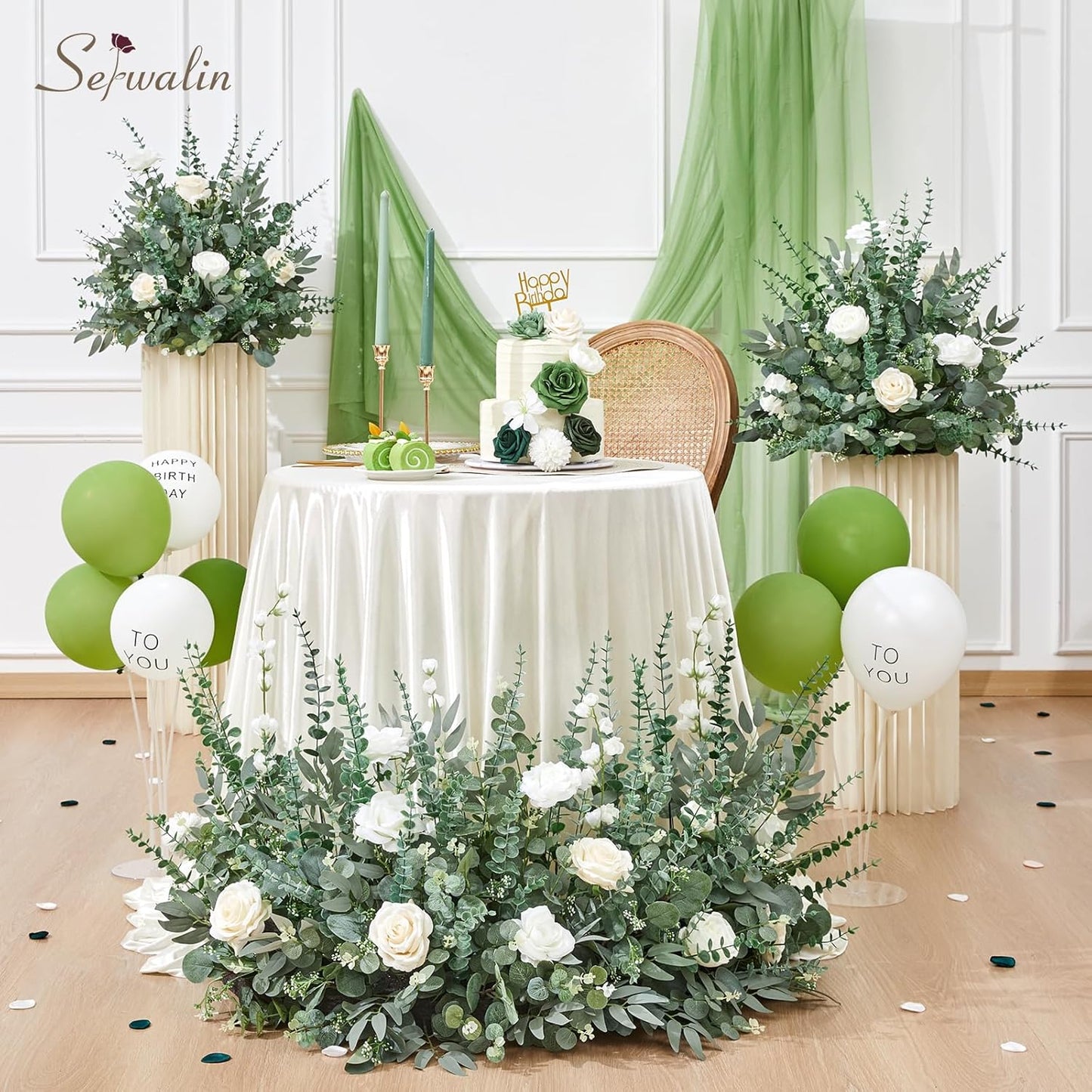 Artificial Greenery Stems, Faux Eucalyptus Stems Bulk with Fake Leaves, Mixed Greenery for Centerpieces and Vase, Artificial Eucalyptus Plants for DIY Flower Wedding Home Decor
