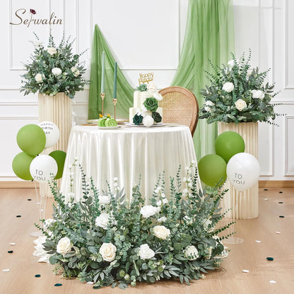 Artificial Greenery Stems, Faux Eucalyptus Stems Bulk with Fake Leaves, Mixed Greenery for Centerpieces and Vase, Artificial Eucalyptus Plants for DIY Flower Wedding Home Decor