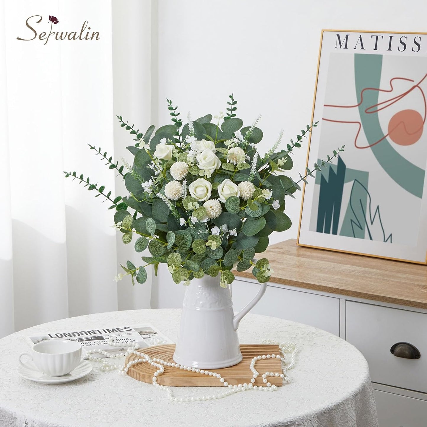 Artificial Greenery Stems, Faux Eucalyptus Stems Bulk with Fake Leaves, Mixed Greenery for Centerpieces and Vase, Artificial Eucalyptus Plants for DIY Flower Wedding Home Decor