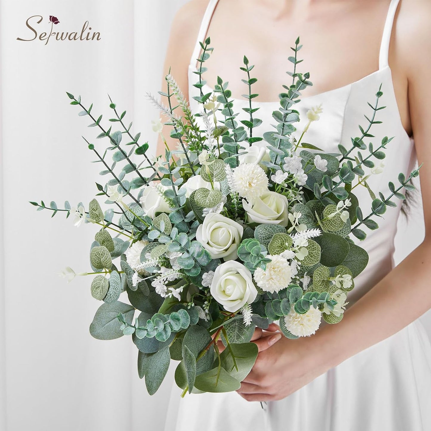 Artificial Greenery Stems, Faux Eucalyptus Stems Bulk with Fake Leaves, Mixed Greenery for Centerpieces and Vase, Artificial Eucalyptus Plants for DIY Flower Wedding Home Decor