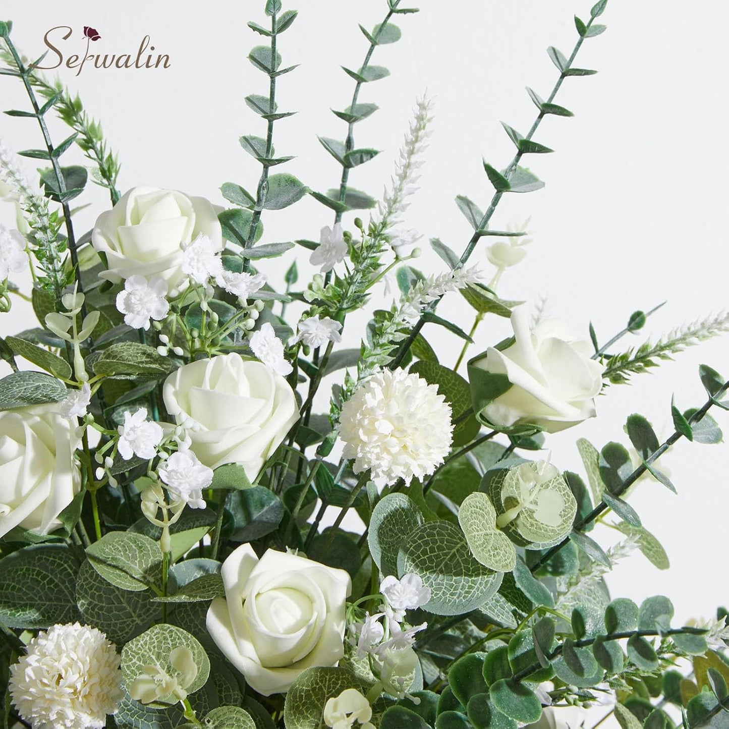 Artificial Greenery Stems, Faux Eucalyptus Stems Bulk with Fake Leaves, Mixed Greenery for Centerpieces and Vase, Artificial Eucalyptus Plants for DIY Flower Wedding Home Decor