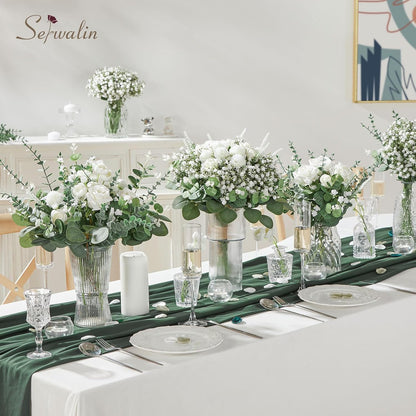 Artificial Greenery Stems, Faux Eucalyptus Stems Bulk with Fake Leaves, Mixed Greenery for Centerpieces and Vase, Artificial Eucalyptus Plants for DIY Flower Wedding Home Decor
