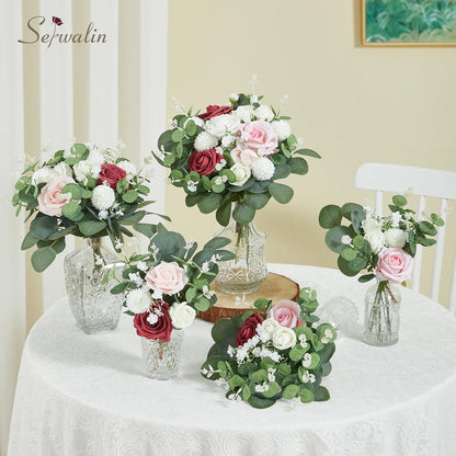 Artificial Greenery Stems, Faux Eucalyptus Stems Bulk with Fake Leaves, Mixed Greenery for Centerpieces and Vase, Artificial Eucalyptus Plants for DIY Flower Wedding Home Decor