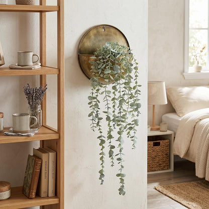 1pcs Artificial Hanging Plants, Fake Potted Eucalyptus Faux Hanging Plant for Wall Room Home Indoor Outdoor Shelf Decor