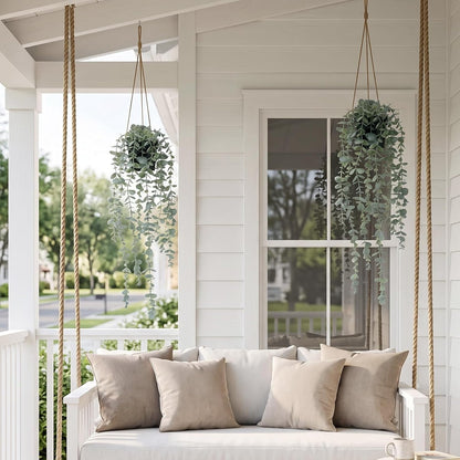 1pcs Artificial Hanging Plants, Fake Potted Eucalyptus Faux Hanging Plant for Wall Room Home Indoor Outdoor Shelf Decor